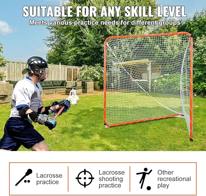 VEVOR Portable Lacrosse Goal - Complete Training Accessory Set with Extended Coverage for Youth and Adults