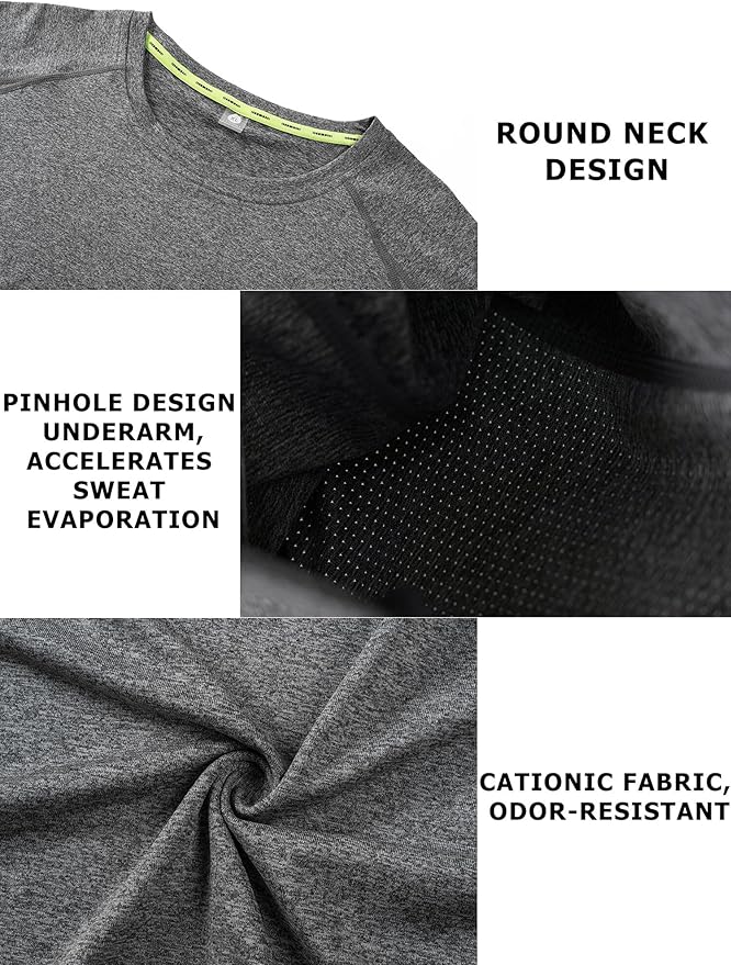 Moisture Wicking Quick Dry Soft Pickleball Workout Hiking Camping Running Shirts for Men Outdoor Sports