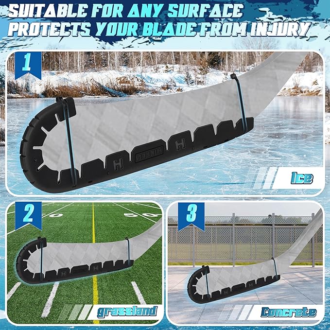 Hikeen Stick Blade Protector with 25 Wrap Ties,Wear-Resistant Hockey Blade Guard for Off Ice Training, Street Hockey, Universal Ice Hockey Traning Fit Kids, Intermediate, Senior Sticks