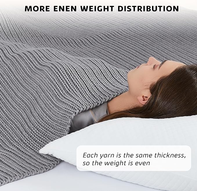 L'AGRATY Knitted Weighted Blanket - 48"x72" 12lbs Cooling Chunky Knit Heavy Blanket for Adults Braided Crochet Throw Thick Cable Yarn Knit Decorative No Beads Evenly Weighted Machine Washable