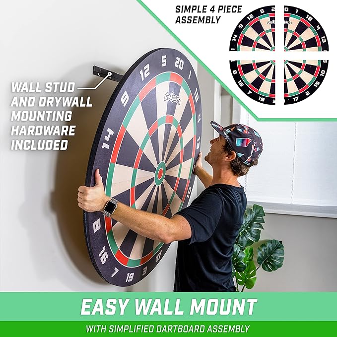 GoSports Giant 3 ft or 4 ft Cork Dartboards - Includes 12 Giant Darts and Scoreboard - New Fun Twist on Darts