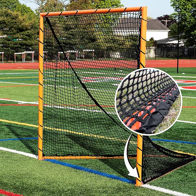 Velocity Heavy Duty Black & White Lacrosse Net - Fits 6’x6’x7’ Goals - Weatherproof, UV Resistant 1000D High-Strength Polyester - Comes with 100+ Feet of Lacing Cord and 4 Quick Ties