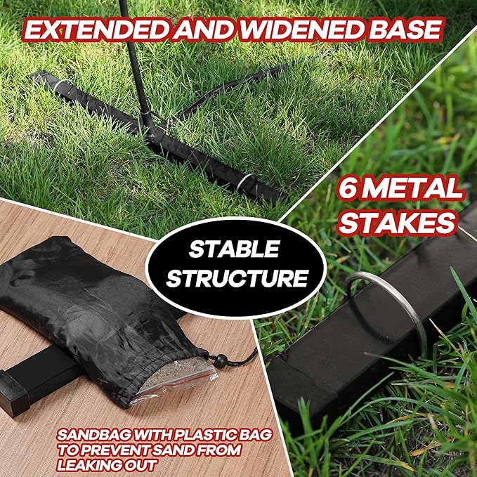 Portable Volleyball Net 5-Height Adjustable for Backyard with Widened Base, Tetoron Net, 6 Metal Stakes and 4 Sandbags, 12ft/14ft Volleyball Practice Training Equipment with Carry Bag